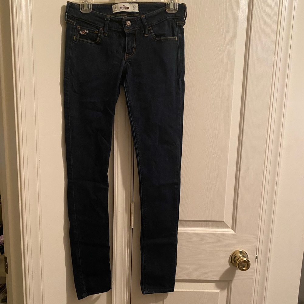 Hollister Women's Straight Leg Jeans - Dark Blue